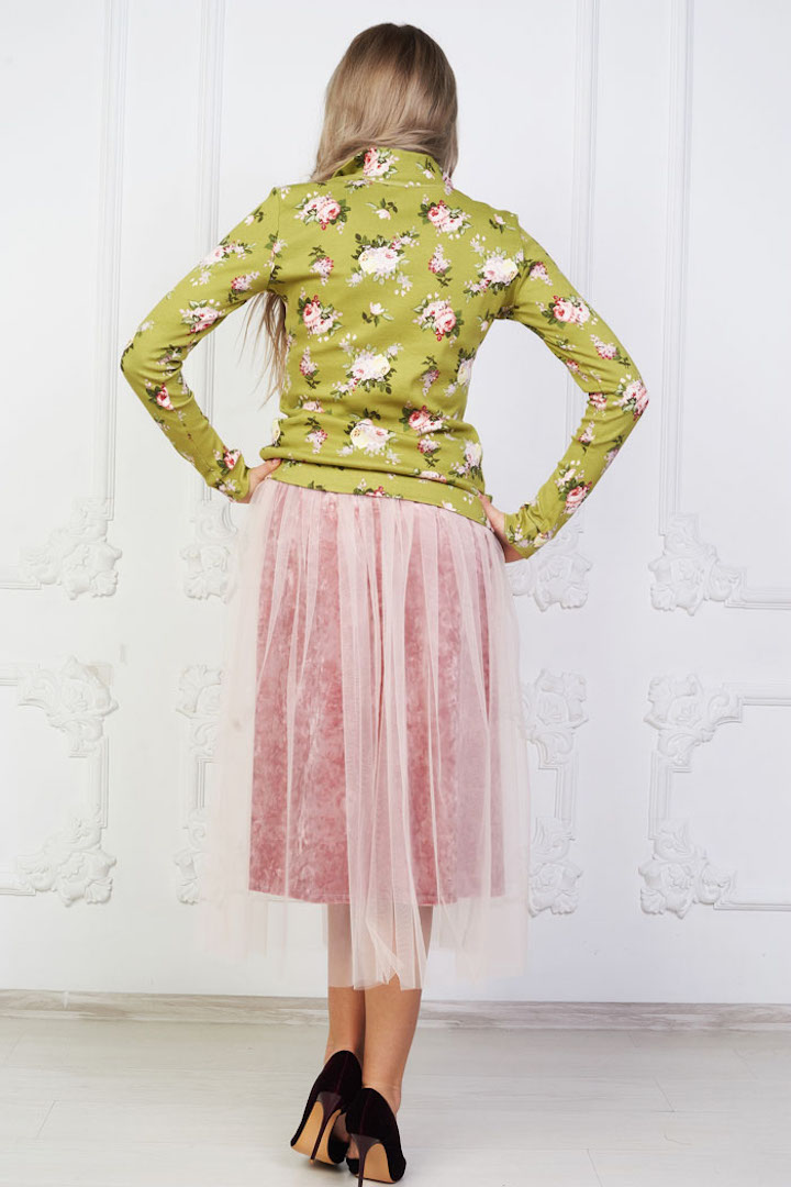 Фото товара 17869, розовая бархатная юбка
